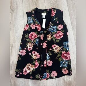 Women's Floral Sleeveless Top - Black and Pink